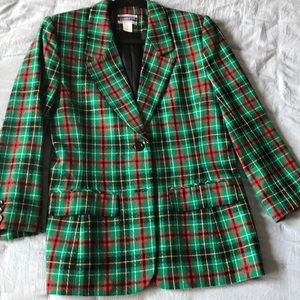 Pendleton wool plaid oversized long blazer